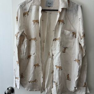 Rails Men's Cream Cheetah Print Shirt